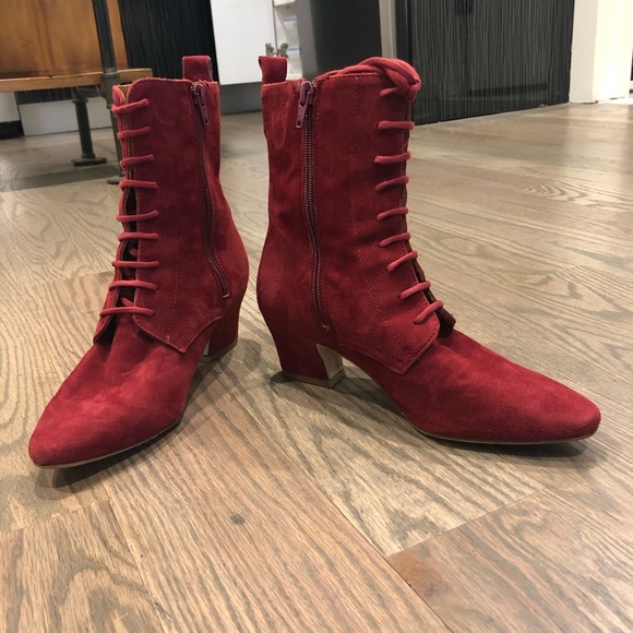 Miista red suede lace up boots - Picture 4 of 6